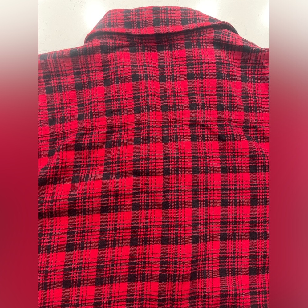 Lauren Ralph Lauren Women Red Black Plaid Flannel Button-Down Shirt Sz S cotton - Picture 9 of 15